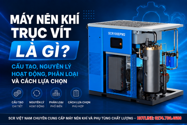 máy nén khí trục vít là gì? cấu tạo, nguyên lý hoạt động