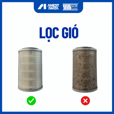 Lọc gió bẩn khiến máy nén khí trục vít kêu to
